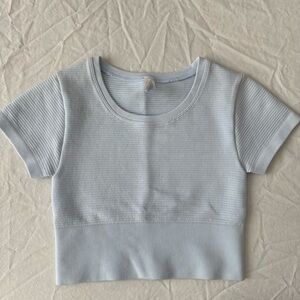 Offline by Aerie Light Blue Ribbed Baby Crop Tee Size XS